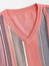 Striped V Neck Knit Sweater Vest