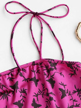 Slit Butterfly Print Mini Bodycon Dress