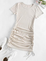 Ribbed Cinched Bodycon Mini Dress