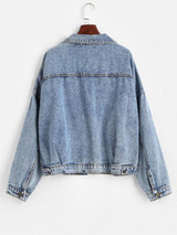 Pockets Button Up Oversized Denim Jacket