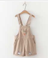 Patched Pocket Carrot Embroidery Pinafore Dress