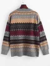 Loose Crew Neck Fair Isle Knit Sweater