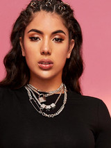 Lock & Clip Decor Layered Chain Choker 1pc