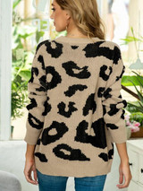 Leopard Drop Shoulder Loose Jumper Sweater