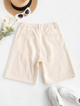 High Waisted Pocket Denim Bermuda Shorts