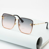 New Fashion Lady Oversize Rimless Square Bee Sunglasses Women UV400