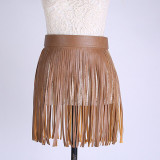 Fashion Women Ladies Hippie Boho Fringe Tassel PU Faux Leather Belt