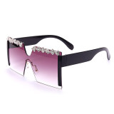 Oversized Square Rimless Rhinestone Sunglasses Women Brand Designer