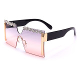 Oversized Square Rimless Rhinestone Sunglasses Women Brand Designer