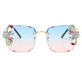 Diamond Sunglasses Women 2020 Vintage Square Rimless Glasses Rhinestone