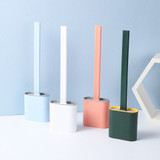 Silicone Flex Toilet Brush with Holder, Soft Silicone Bristle Sturdy Deep Cleaner Bathroom Toilet Brush and Quick Drying Holder Set