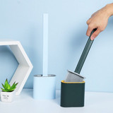 Silicone Flex Toilet Brush with Holder, New Non-Slip Long Handle Toilet Bowl Cleaner Brush