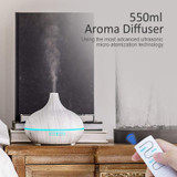Aroma Essential Oil Diffuser 550ml Ultrasonic Cool Mist Air Humidifier with 4 Timer Setting