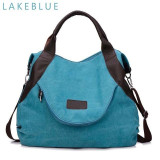 Casual Women's Canvas Leather Shoulder Handbag