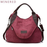 Casual Women's Canvas Leather Shoulder Handbag