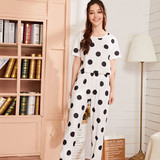 Cute Modest Pajamas - Polka Dot Tee & Pants Modest PJ Set