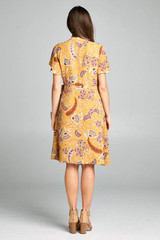 Floral Print Midi Wrap Modest Dress