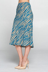 Teal Animal Print Modest Midi Skirt, Modest Skirts
