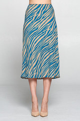 Teal Animal Print Modest Midi Skirt, Modest Skirts