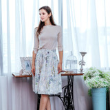 Women's Floral Modest Skirt, Midi Skirt