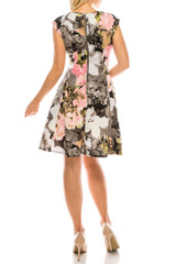 Modest Dresses: Gabby Skye Black Multi Floral Printed Modest Dress