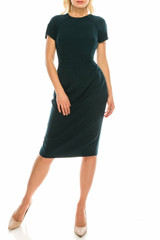 Maggy London Pine Green Modest Dress with Lace Trims, Modest Christmas Dress, Forest Green