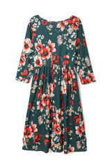 Green Floral 3/4 Sleeve Wrap Modest Midi Dress, Modest Dresses, Modest Christmas Dress