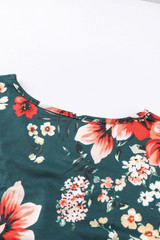 Green Floral 3/4 Sleeve Wrap Modest Midi Dress, Modest Dresses, Modest Christmas Dress