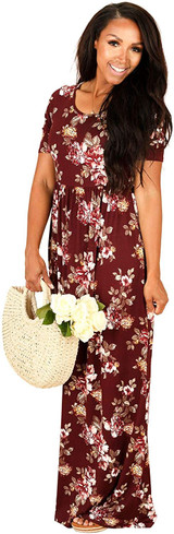 Modest Dresses: Miranda Floral Print Modest Maxi Dress with Sleeves