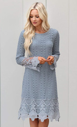 Lydia Modest Boho Dress or Modest Bridesmaid Dress in Crochet Lace