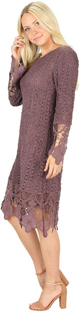 Lydia Modest Boho Dress or Modest Bridesmaid Dress in Crochet Lace