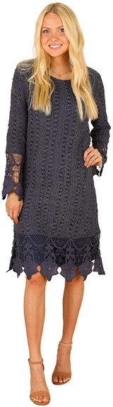 Lydia Modest Boho Dress or Modest Bridesmaid Dress in Crochet Lace