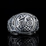 Sleipnir and Serpent Ring - Sterling Silver or Gold