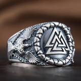 Valknut and Ravens Ring - Sterling Silver or Gold