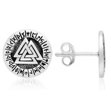 Valknut and Runes Earrings - Sterling Silver