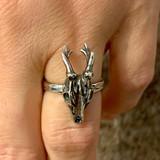 Deer Skull Ring - Sterling Silver