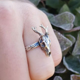 Deer Skull Ring - Sterling Silver