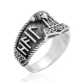 Hail Odin Mjolnir Ring - Sterling Silver