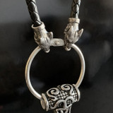 Leather with Pewter Wolf Heads