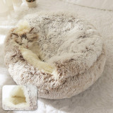 HOOPET New Style Pet Dog Cat Bed Round Plush Cat Warm Bed House Soft Long Plush Bed For Small Dogs For Cats Nest 2 In 1 Cat Bed