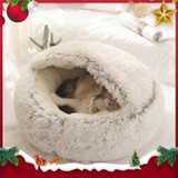 HOOPET New Style Pet Dog Cat Bed Round Plush Cat Warm Bed House Soft Long Plush Bed For Small Dogs For Cats Nest 2 In 1 Cat Bed