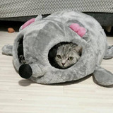 Cat Cave Bed Mouse Shape Cat House With Removable Cushion Waterproof Bottom Cat Cave Bed Mouse Shape Cat House With Removable Cushion Waterproof Bottom