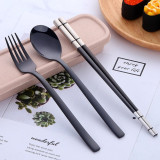 Stainless Steel Chopsticks Spoon Fork Set Portable