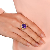 Gorgeous 6.85ct Amethyst & Diamonds Gold Ring