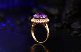 Gorgeous 6.85ct Amethyst & Diamonds Gold Ring
