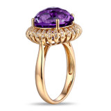 Gorgeous 6.85ct Amethyst & Diamonds Gold Ring