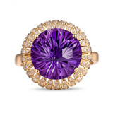 Gorgeous 6.85ct Amethyst & Diamonds Gold Ring