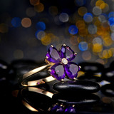 Heart Cut 3ct Amethyst & Diamond Gold Ring