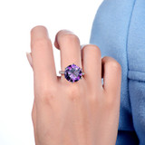 Gorgeous 7 Carat Purple Amethyst & Diamonds Ring