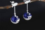 Handmade Cat's Dream Lapis Lazuli Silver Earrings